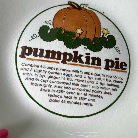 Vintage Mount Clemens Pottery 11” pumpkin pie recipe Deep Dish pie pan. - Picture 2 of 5